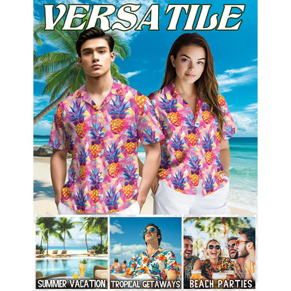 Pineapple Wear Sunglasses Hawaiian Shirt for Men, Button Down Aloha Shirt - Azhawaiian