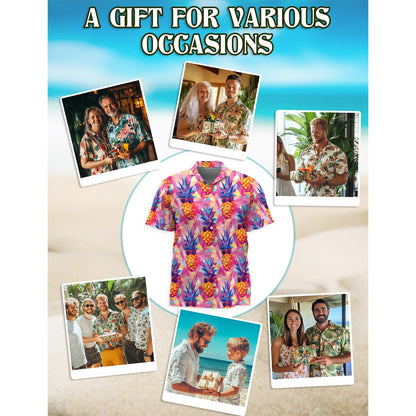 Pineapple Wear Sunglasses Hawaiian Shirt for Men, Button Down Aloha Shirt - Azhawaiian