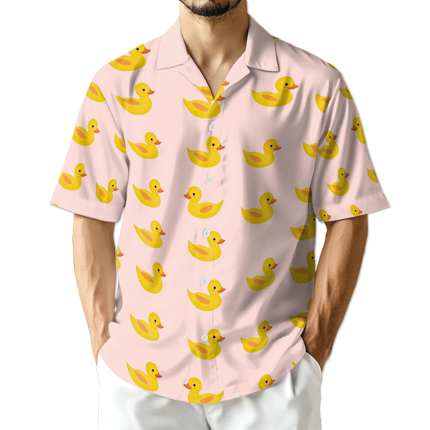 Azhawaiian Pink Duck Hawaiian Shirt for Men