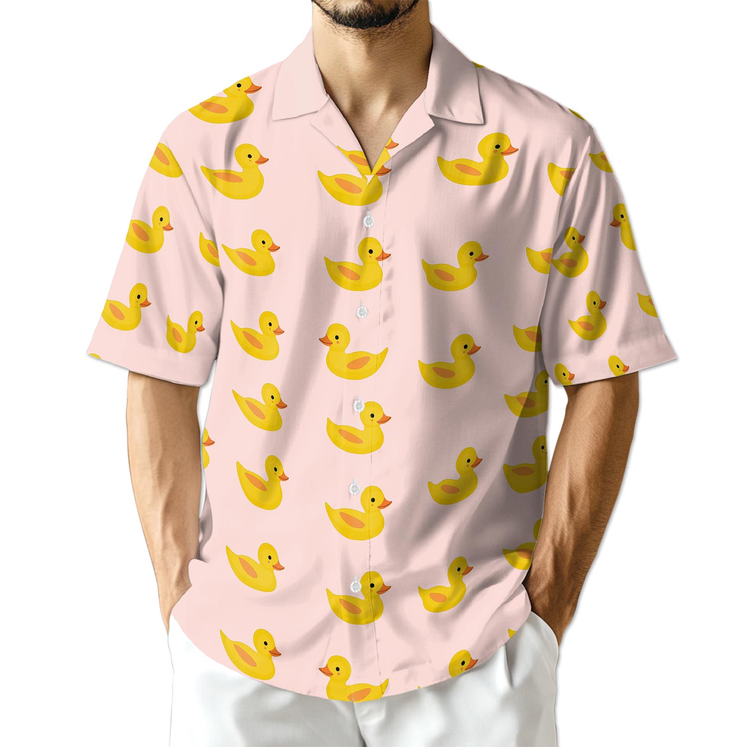 Azhawaiian Pink Duck Hawaiian Shirt for Men