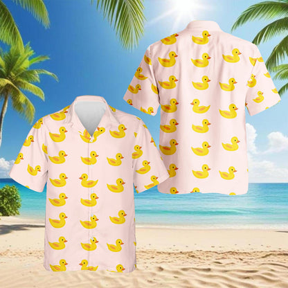 Pink Duck Hawaiian Shirt for Men, Button Down Aloha Shirt - Azhawaiian