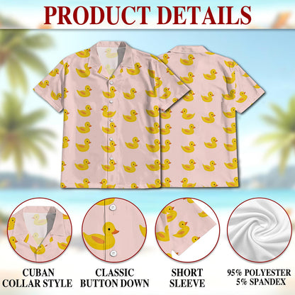 Pink Duck Hawaiian Shirt for Men, Button Down Aloha Shirt - Azhawaiian