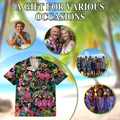 Pink Flamingo Hawaiian Shirt for Men, Button Down Aloha Shirt - Azhawaiian