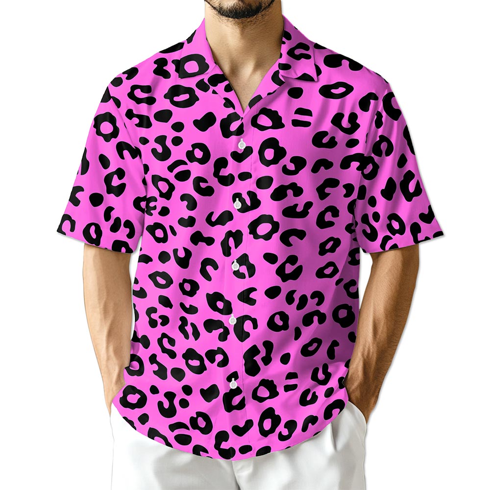 Azhawaiian Pink Leopard Hawaiian Shirt for Men