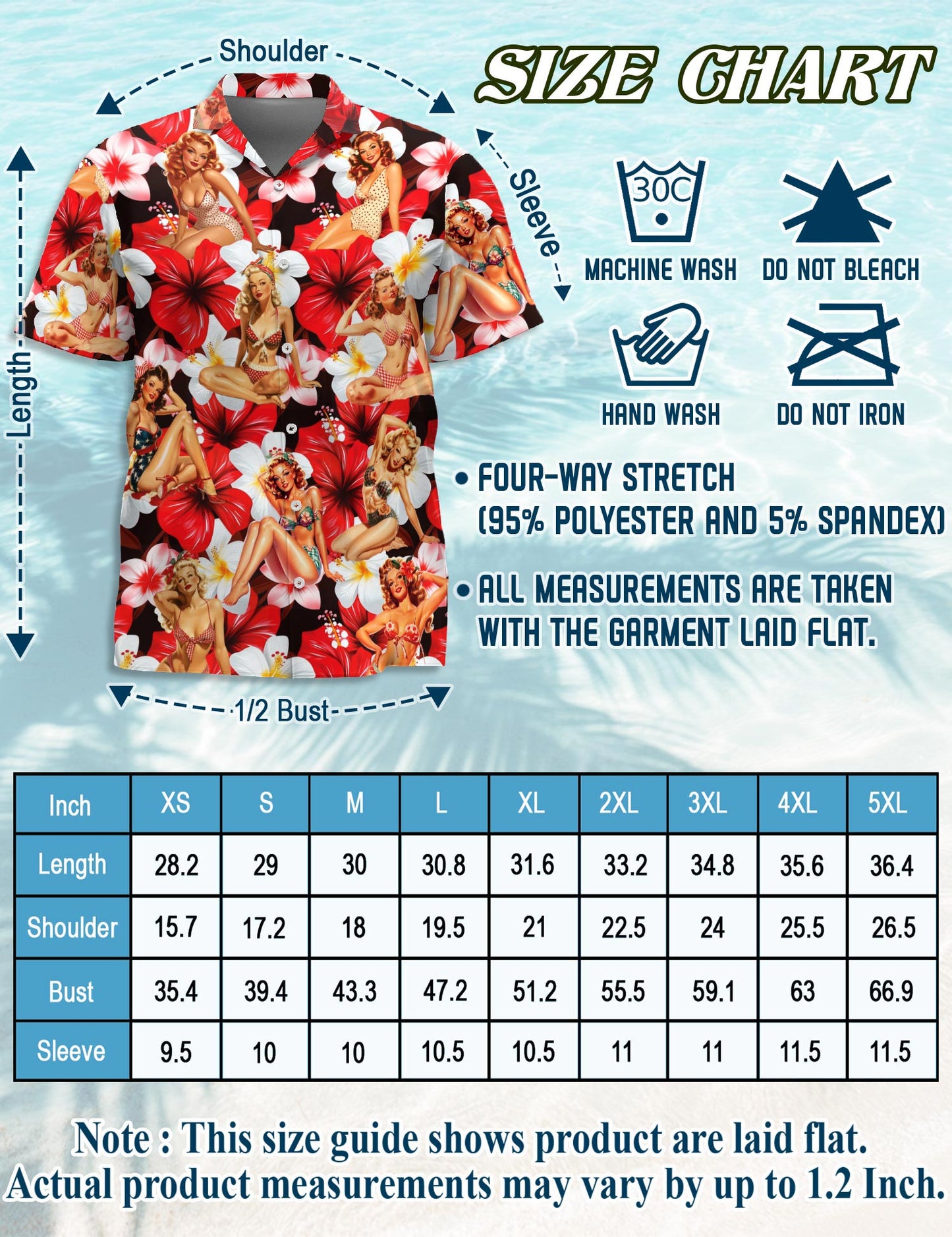 Pinup Girls Hawaiian Shirt for Men, Button Down Aloha Shirt - Azhawaiian
