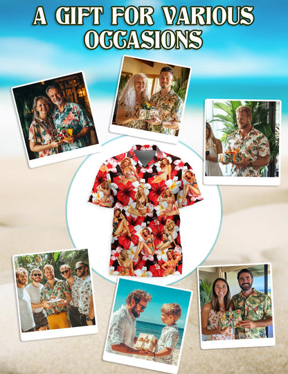 Pinup Girls Hawaiian Shirt for Men, Button Down Aloha Shirt - Azhawaiian
