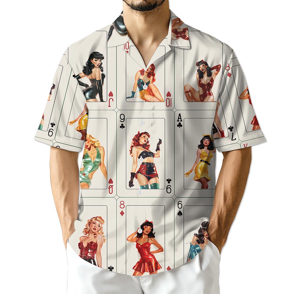 Azhawaiian Pinup Girls Playing Card Hawaiian Shirt for Men