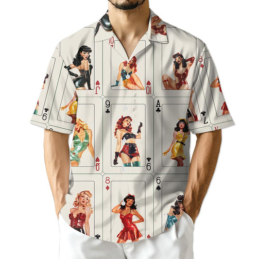 Azhawaiian Pinup Girls Playing Card Hawaiian Shirt for Men