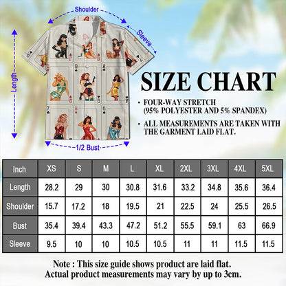 Pinup Girls Playing Card Hawaiian Shirt for Men, Button Down Aloha Shirt - Azhawaiian