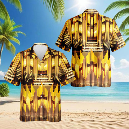 Pipe Organ Music In Church Hawaiian Shirt for Men, Button Down Aloha Shirt - Azhawaiian