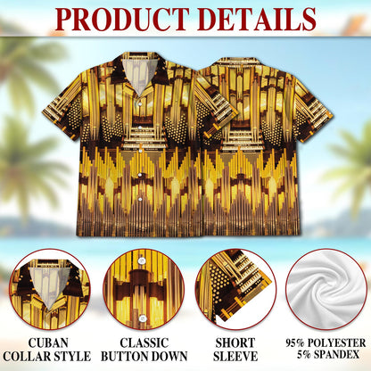 Pipe Organ Music In Church Hawaiian Shirt for Men, Button Down Aloha Shirt - Azhawaiian