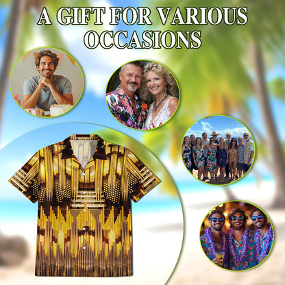 Pipe Organ Music In Church Hawaiian Shirt for Men, Button Down Aloha Shirt - Azhawaiian