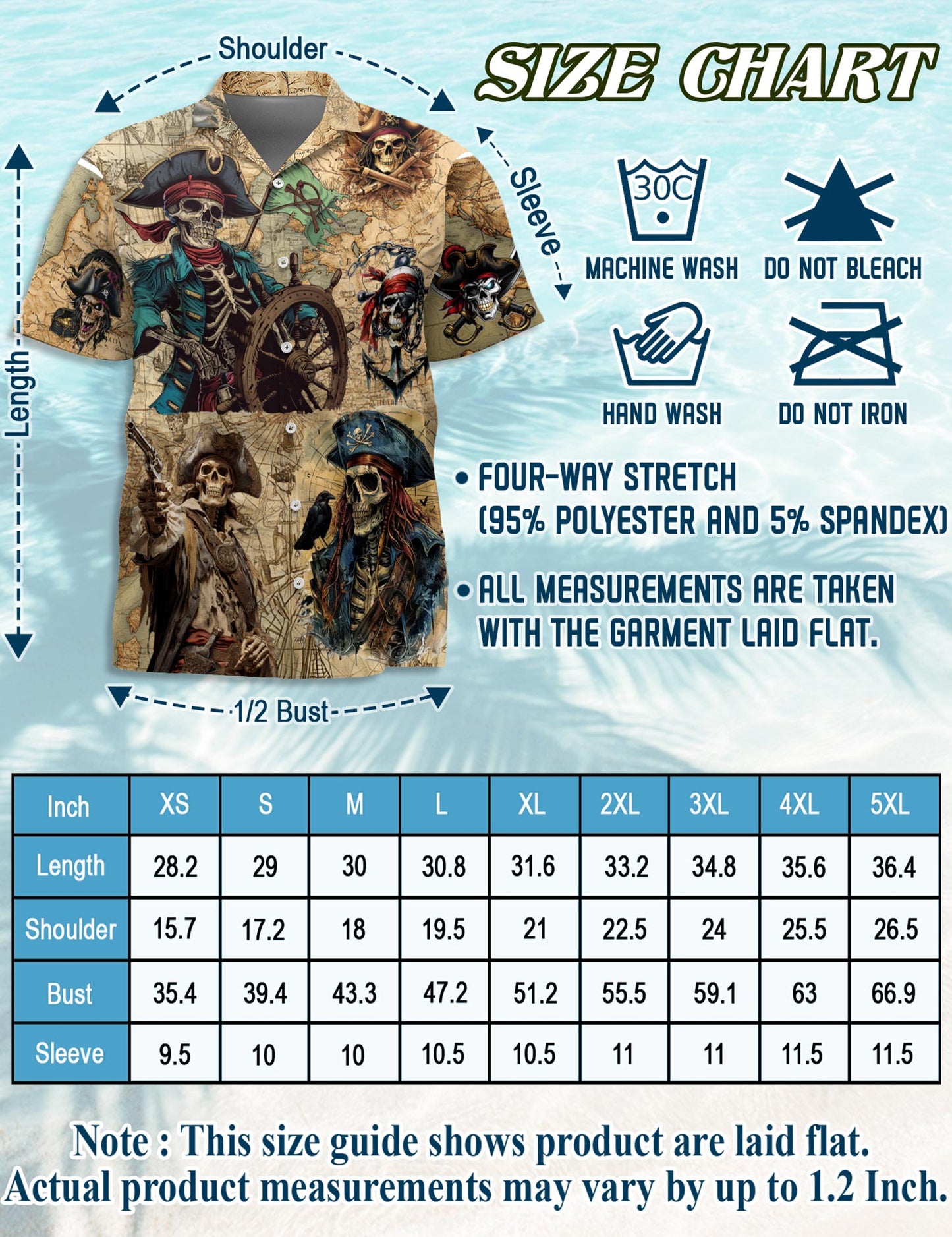 Pirate Captain Skull Hawaiian Shirt for Men, Button Down Aloha Shirt - Azhawaiian