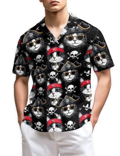 Azhawaiian Pirate Cat Hawaiian Shirt for Men