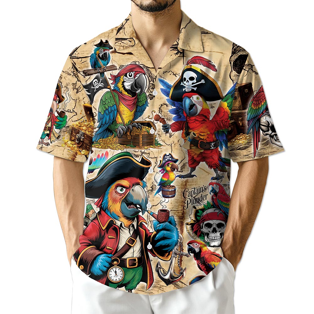 Azhawaiian Pirate Parrot Hawaiian Shirt for Men