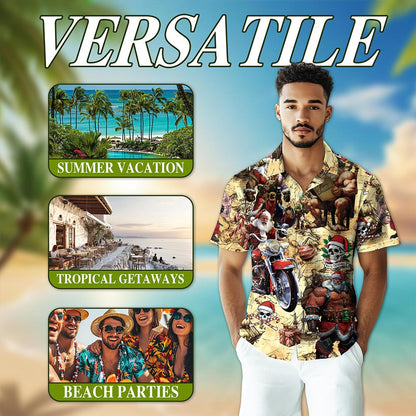 Pirate Santa Claus Hawaiian Shirt for Men, Button Down Aloha Shirt - Azhawaiian