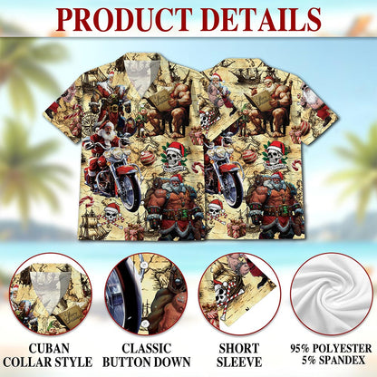 Pirate Santa Claus Hawaiian Shirt for Men, Button Down Aloha Shirt - Azhawaiian