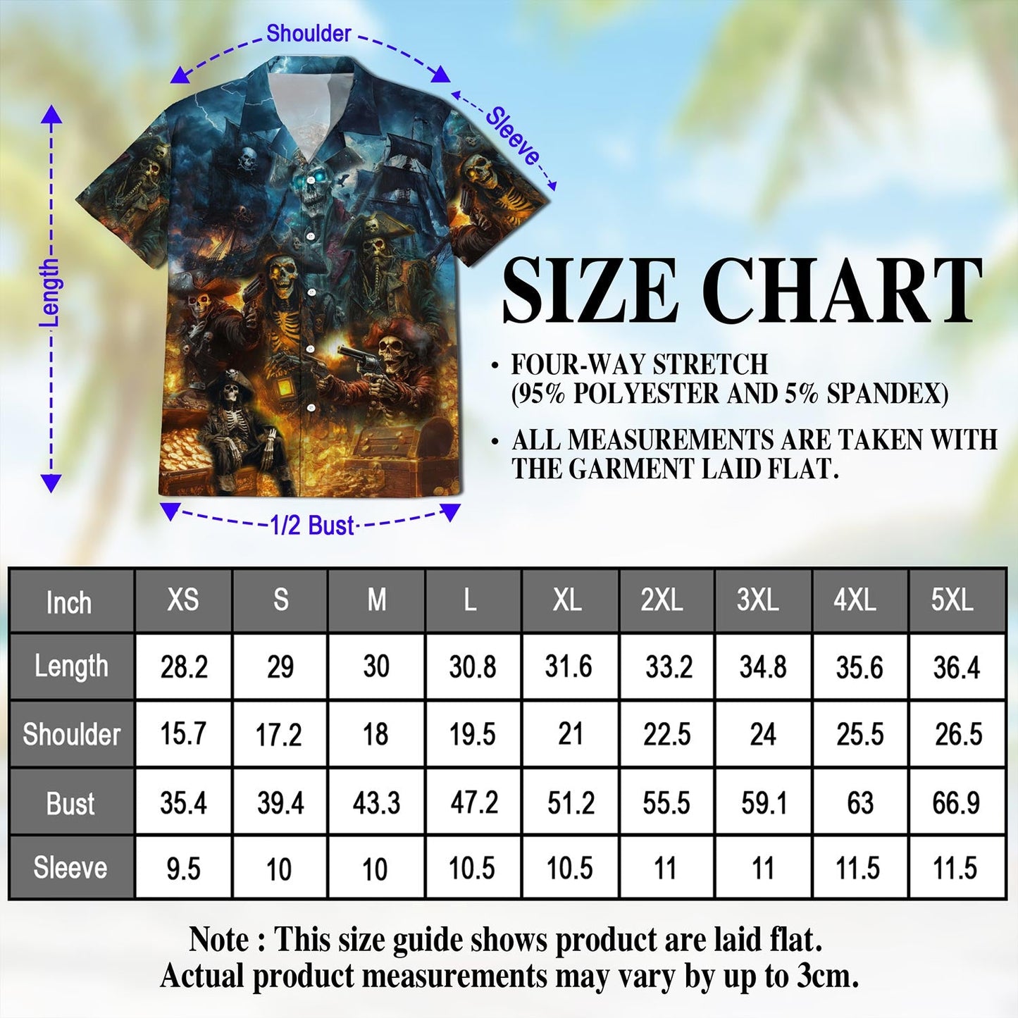 Pirate Skull Hawaiian Shirt for Men, Button Down Aloha Shirt - Azhawaiian