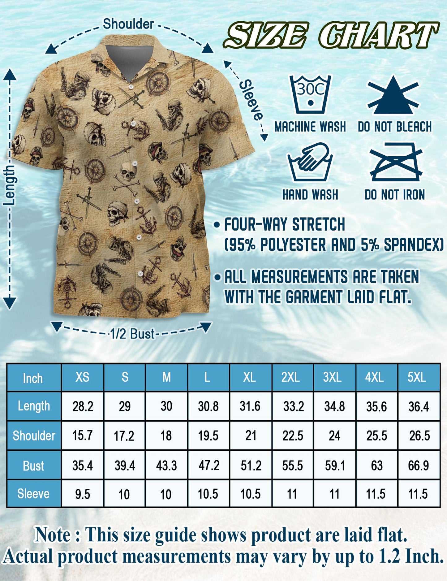 Pirate Skull Hawaiian Shirt for Men, Button Down Aloha Shirt - Azhawaiian