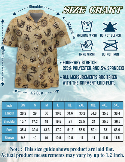 Pirate Skull Hawaiian Shirt for Men, Button Down Aloha Shirt - Azhawaiian