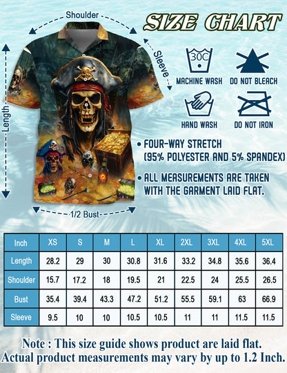 Pirate Skull Hawaiian Shirt for Men, Button Down Aloha Shirt - Azhawaiian