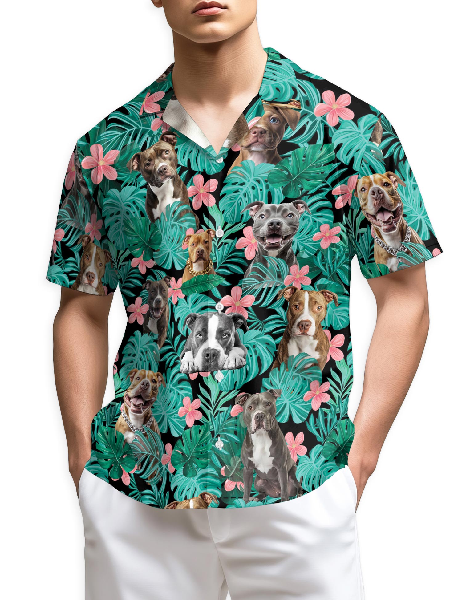 Azhawaiian Pitbull Hibiscus Hawaiian Shirt for Men