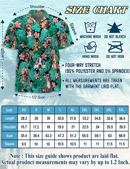 Pitbull Hibiscus Hawaiian Shirt for Men, Button Down Aloha Shirt - Azhawaiian
