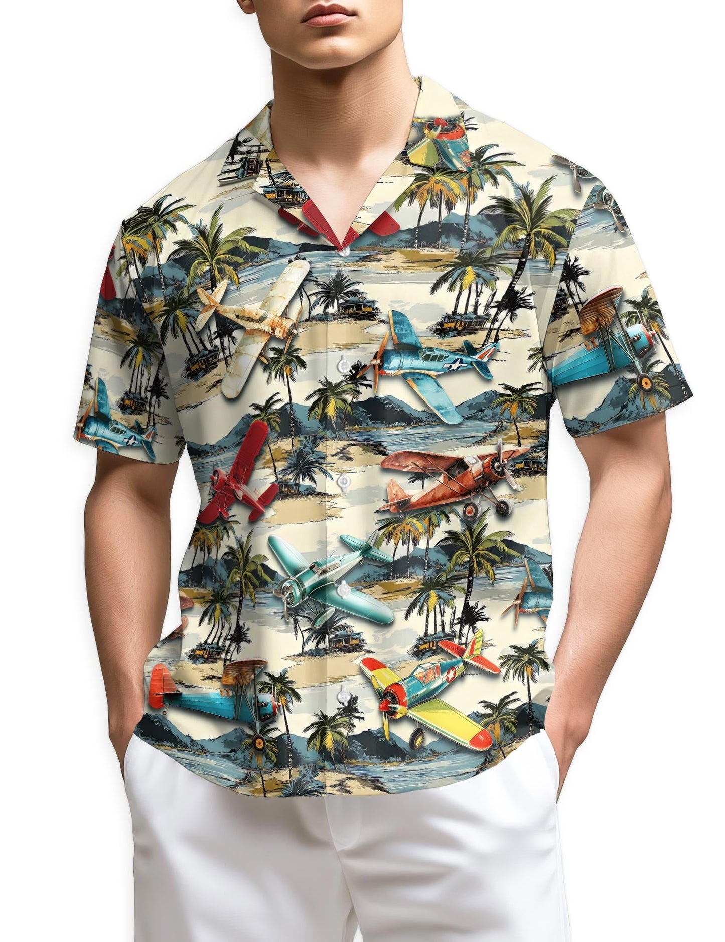 Azhawaiian Planes and Coconut Hawaiian Shirt for Men