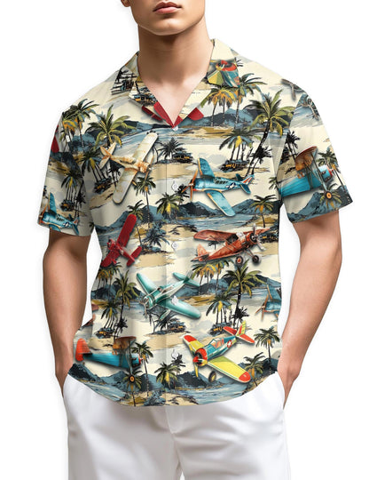 Azhawaiian Planes and Coconut Hawaiian Shirt for Men
