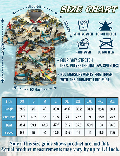 Planes and Coconut Hawaiian Shirt for Men, Button Down Aloha Shirt - Azhawaiian