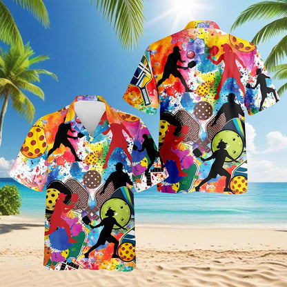 Playing Pickleball Hawaiian Shirt for Men, Button Down Aloha Shirt - Azhawaiian