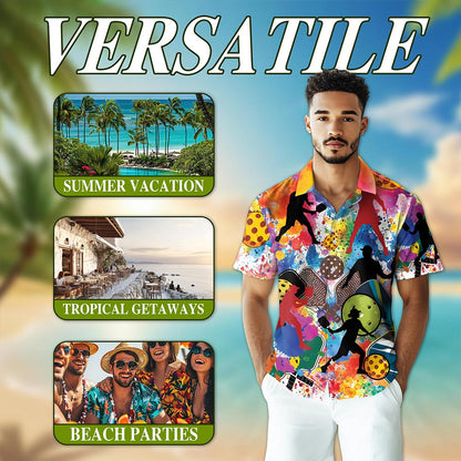 Playing Pickleball Hawaiian Shirt for Men, Button Down Aloha Shirt - Azhawaiian