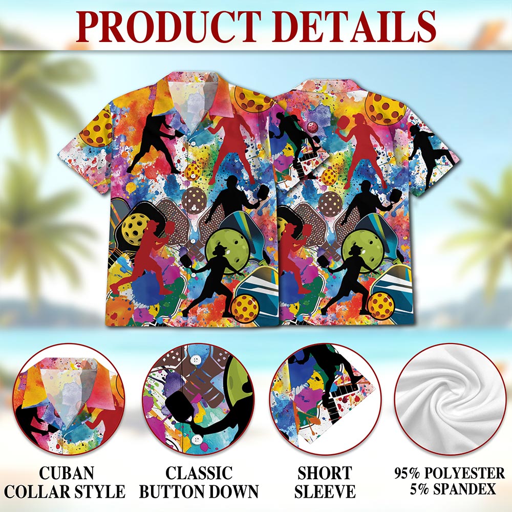 Playing Pickleball Hawaiian Shirt for Men, Button Down Aloha Shirt - Azhawaiian