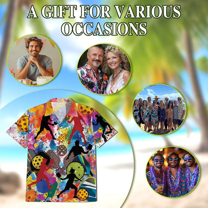 Playing Pickleball Hawaiian Shirt for Men, Button Down Aloha Shirt - Azhawaiian