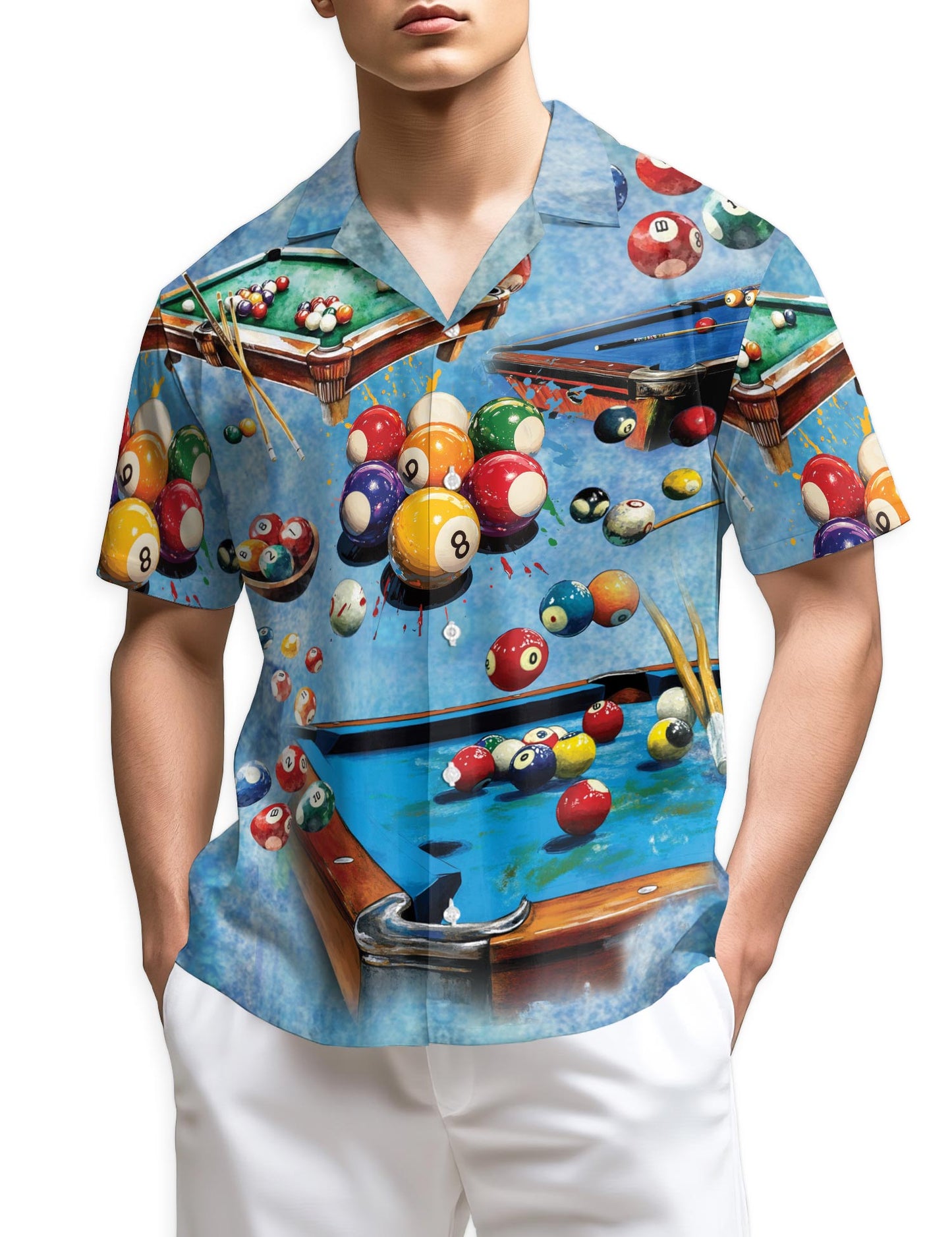Azhawaiian Playing Pool with Billiards Hawaiian Shirt for Men