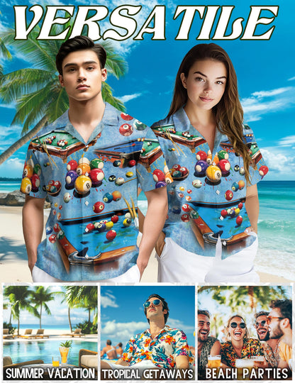 Playing Pool with Billiards Hawaiian Shirt for Men, Button Down Aloha Shirt - Azhawaiian
