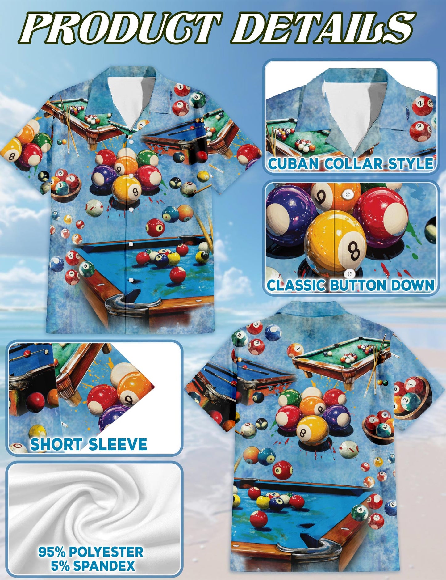 Playing Pool with Billiards Hawaiian Shirt for Men, Button Down Aloha Shirt - Azhawaiian