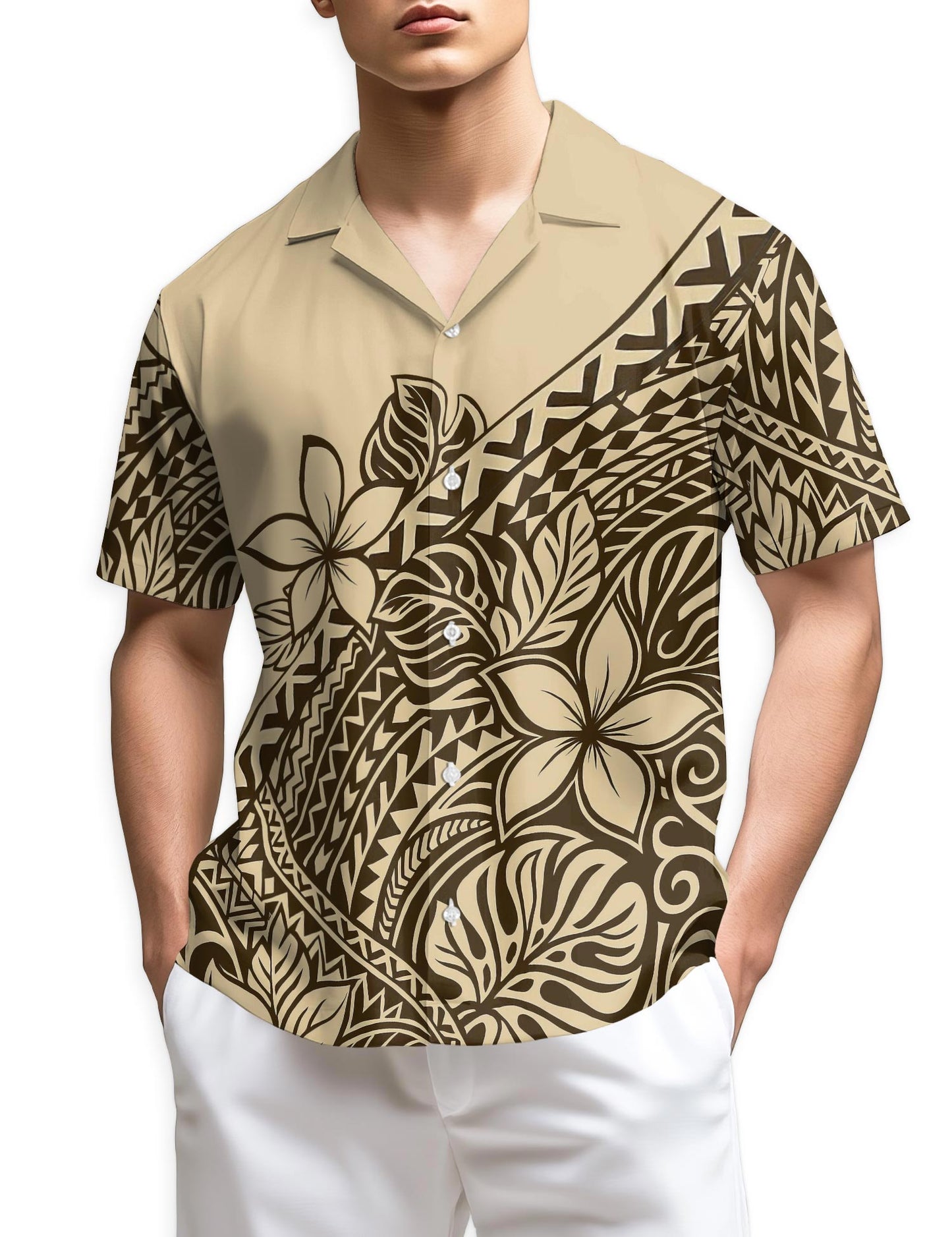 Azhawaiian Plumeria Frangipani Hawaiian Shirt for Men