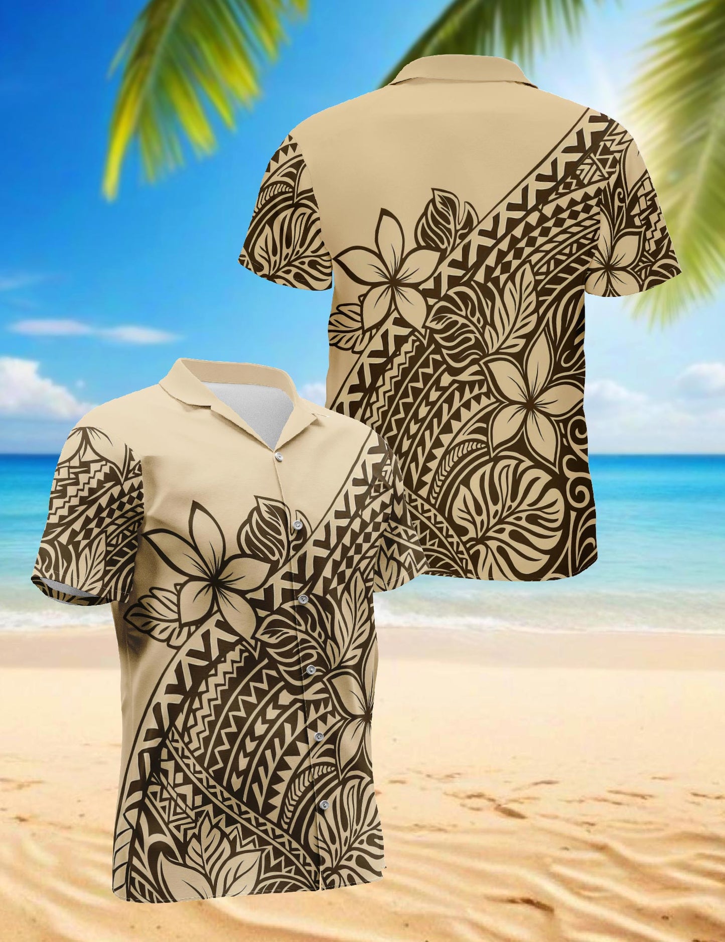 Plumeria Frangipani Hawaiian Shirt for Men, Button Down Aloha Shirt - Azhawaiian