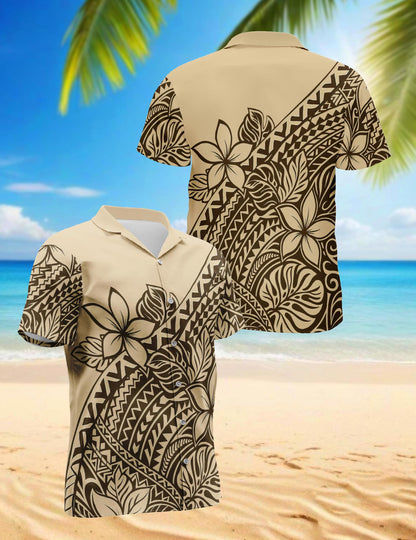 Plumeria Frangipani Hawaiian Shirt for Men, Button Down Aloha Shirt - Azhawaiian