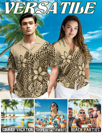 Plumeria Frangipani Hawaiian Shirt for Men, Button Down Aloha Shirt - Azhawaiian