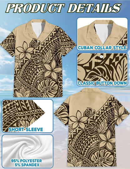 Plumeria Frangipani Hawaiian Shirt for Men, Button Down Aloha Shirt - Azhawaiian