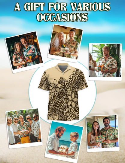 Plumeria Frangipani Hawaiian Shirt for Men, Button Down Aloha Shirt - Azhawaiian