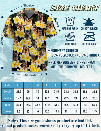 Plumeria German Shepherd Hawaiian Shirt for Men, Button Down Aloha Shirt - Azhawaiian