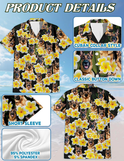 Plumeria German Shepherd Hawaiian Shirt for Men, Button Down Aloha Shirt - Azhawaiian