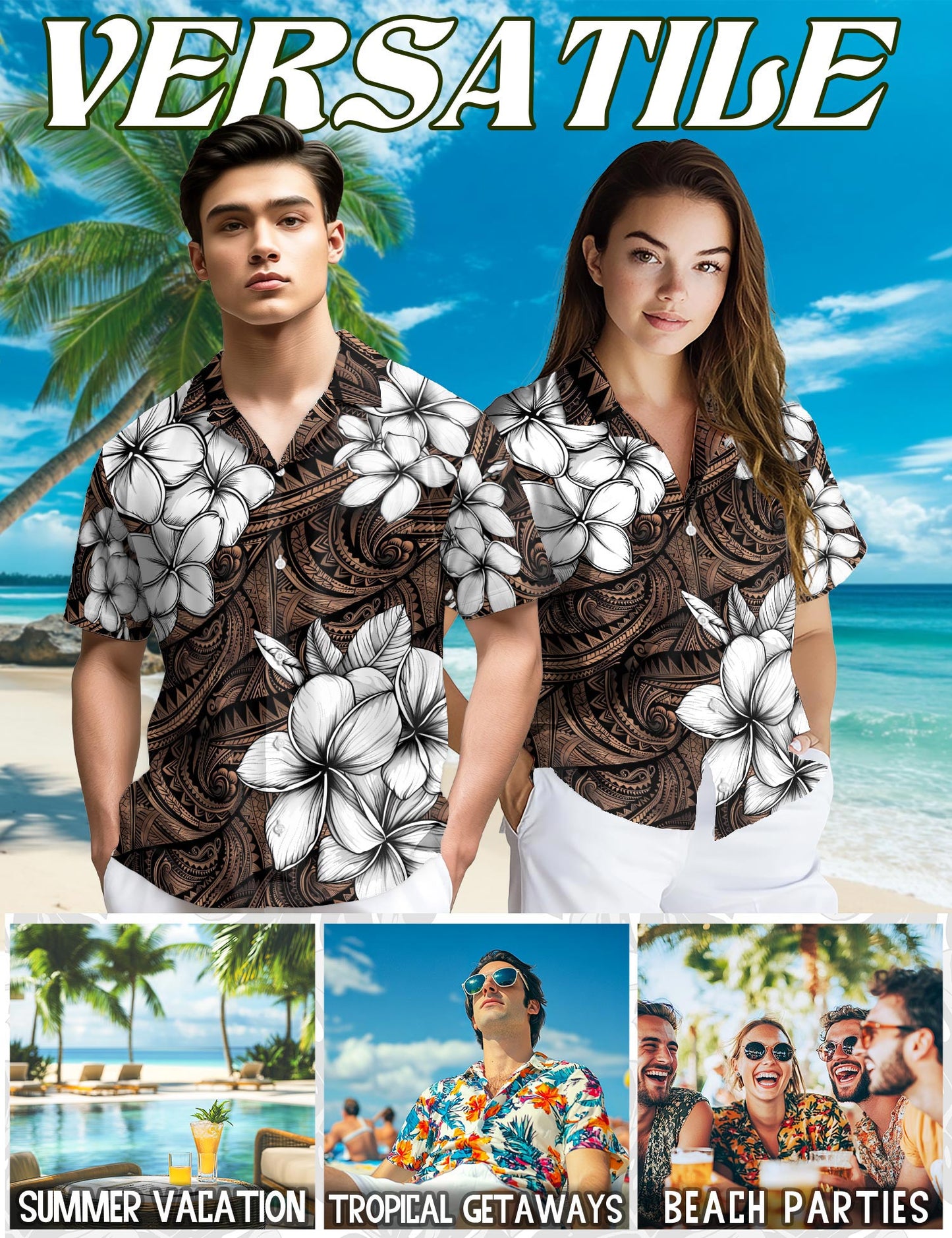 Plumeria Tribe Hawaiian Shirt for Men, Button Down Aloha Shirt - Azhawaiian