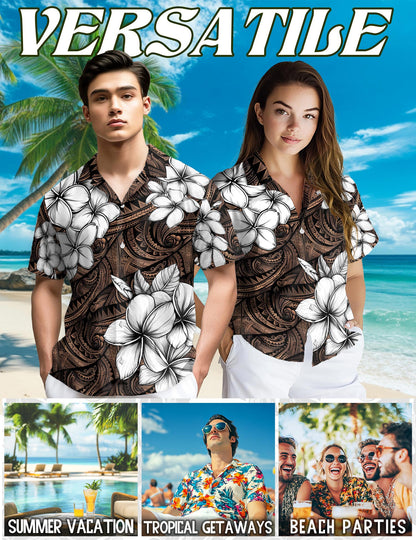 Plumeria Tribe Hawaiian Shirt for Men, Button Down Aloha Shirt - Azhawaiian