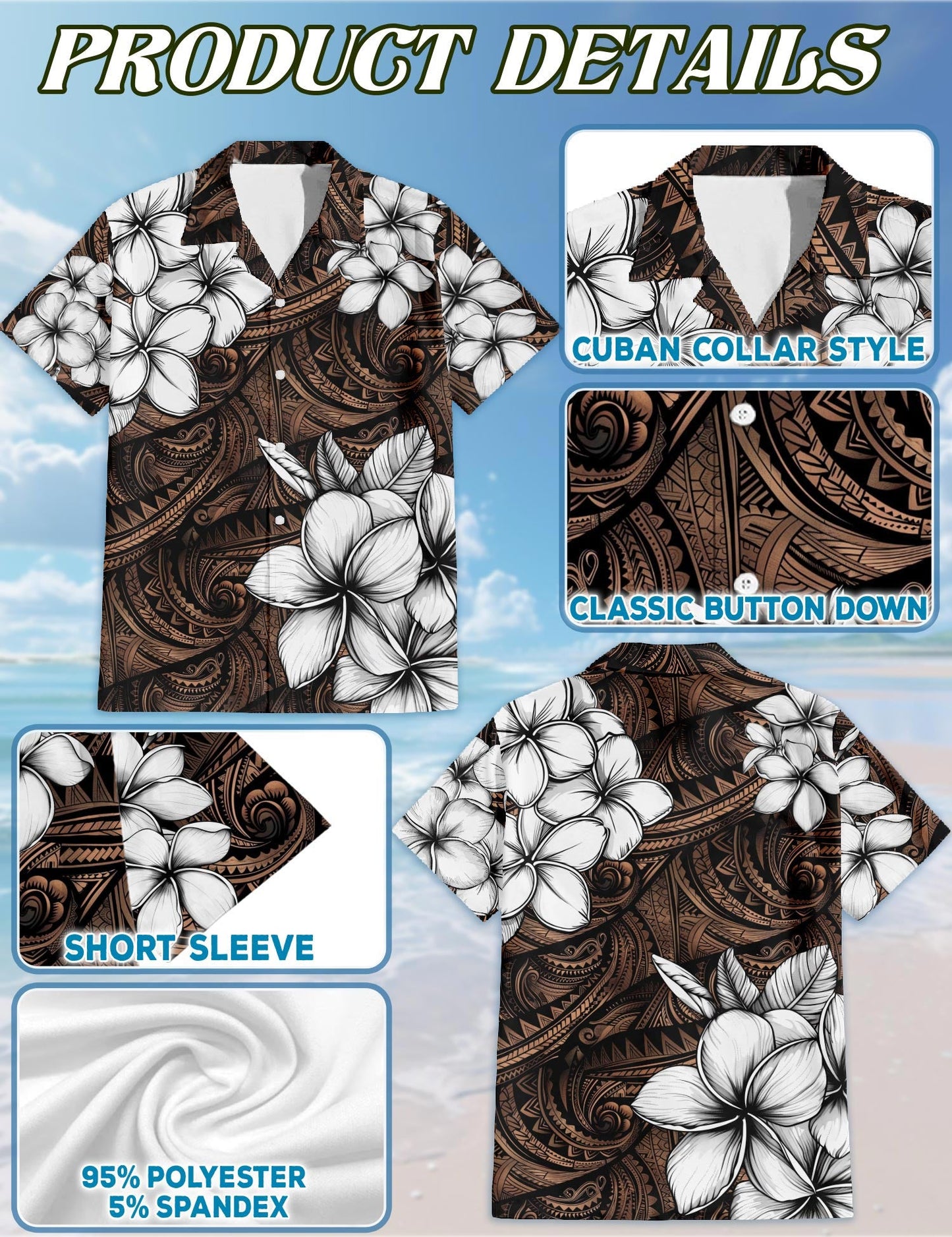 Plumeria Tribe Hawaiian Shirt for Men, Button Down Aloha Shirt - Azhawaiian
