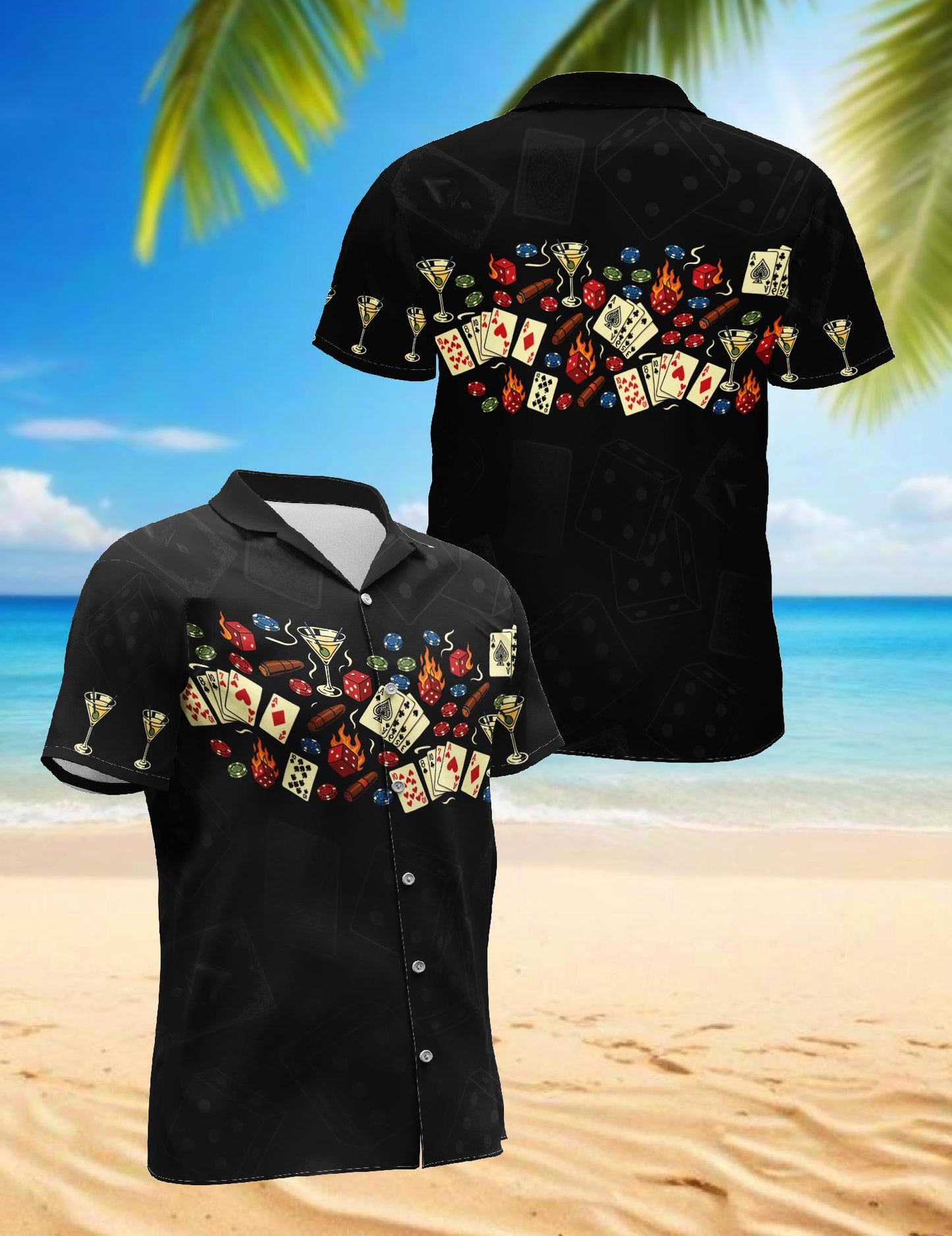Poker Hawaiian Shirt for Men, Button Down Aloha Shirt - Azhawaiian