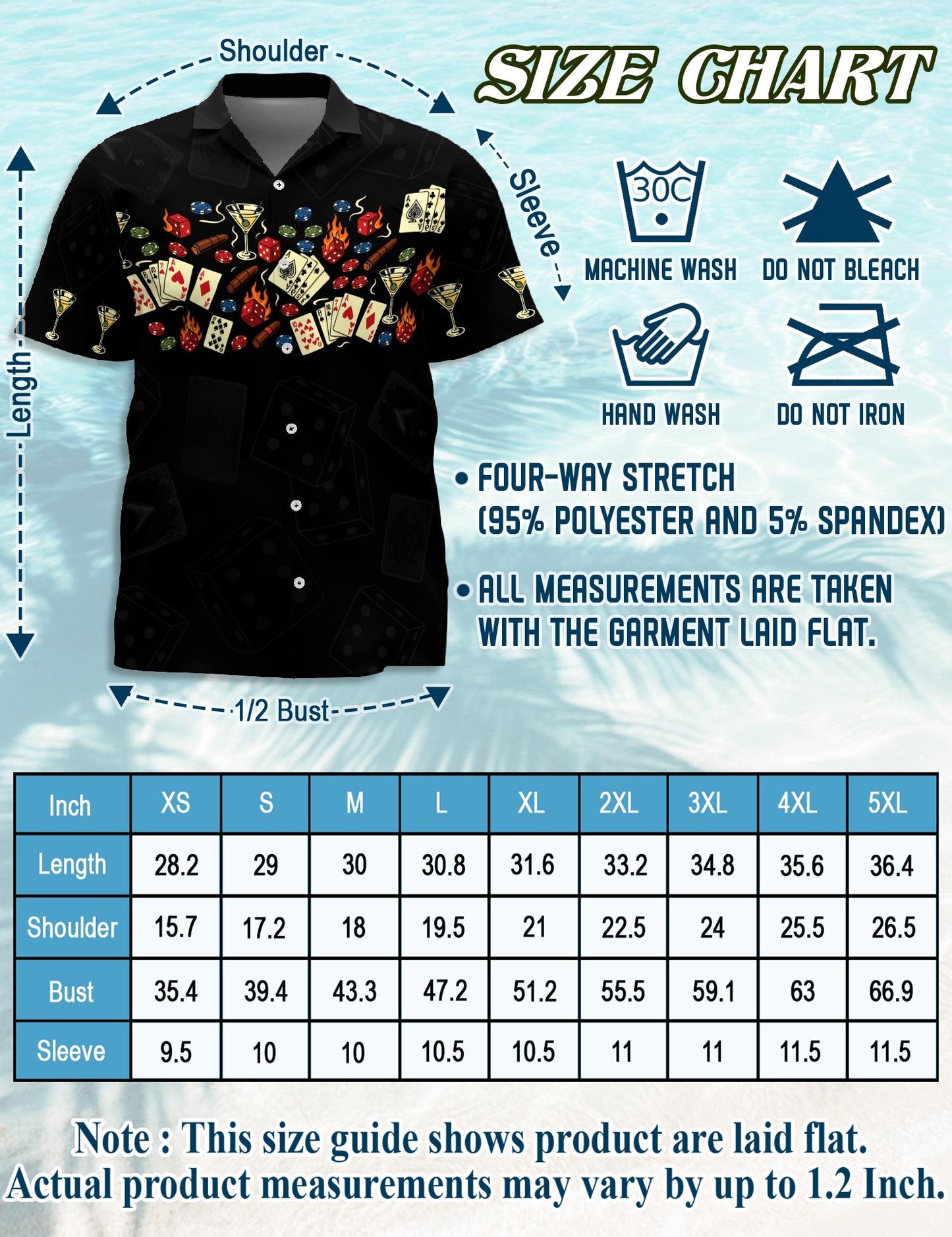 Poker Hawaiian Shirt for Men, Button Down Aloha Shirt - Azhawaiian